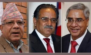 प्रधानमन्त्री देउवा, प्रचण्ड र नेपालबीच बालुवाटारमा  भेटवार्ता