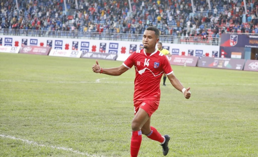 भारतविरुद्ध नेपालको अग्रता : अञ्जन विष्टले गरे गोल