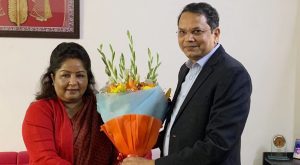 प्रधानमन्त्री पत्नी आरजु र भाजपा विदेश विभाग प्रमुखबीच दिल्लीमा भेटवार्ता