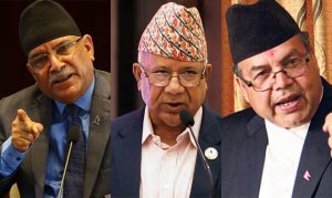 सिंहदरबारमा  प्रचण्ड, माधव र झलनाथबीच एमसीसीबारे छलफल