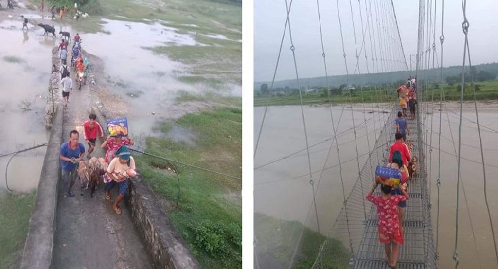 सप्तकोशी बस्ती पसेपछि,प्रभावितले सुरक्षित स्थान खोज्न गाउँ छोड्दै