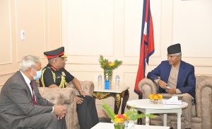 प्रधानमन्त्री देउवासँग भारतीय सेना प्रमुख पाँडेको भेटवार्ता