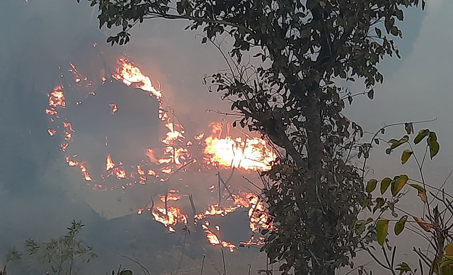 तेह्रथुमको हातिखर्कमा आगलागी, १४ घर जलेर नष्ट